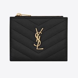 YSL CASSANDRE MATELASSÉ BI-FOLD WALLET IN GRAIN DE POUDRE EMBOSSED LEATHER